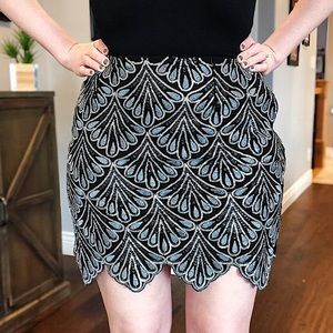 Esley Sequin Mini Skirt with Scallop Hem